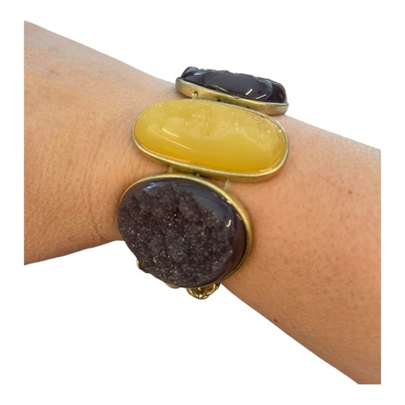 Natural stone & brass bangle - Picture 9 of 9